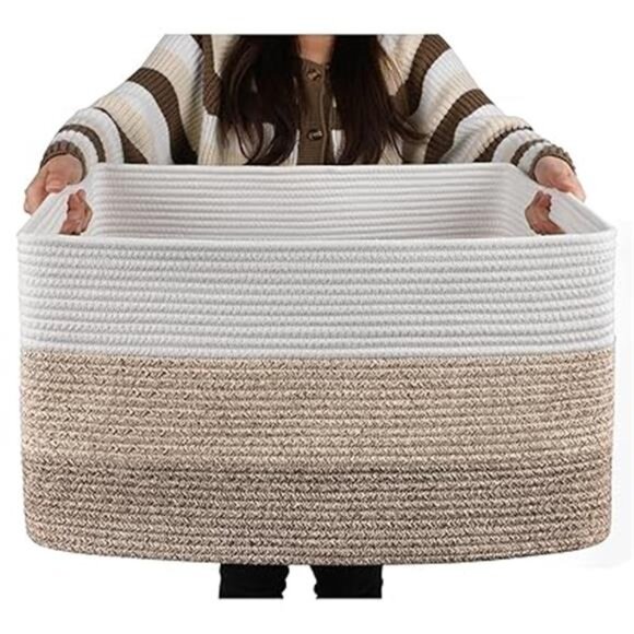 Large Blanket Basket, Rectangle Woven Baskets for Storage,Nursery Blanket Basket - Picture 7 of 7